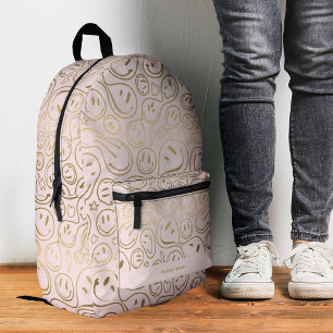 Modern Kids Teen Funny Pink Gold Smile Printed Backpack