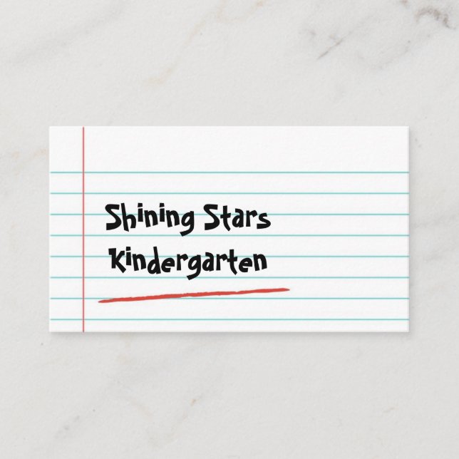 Modern Kindergarten teacher  business card (Front)