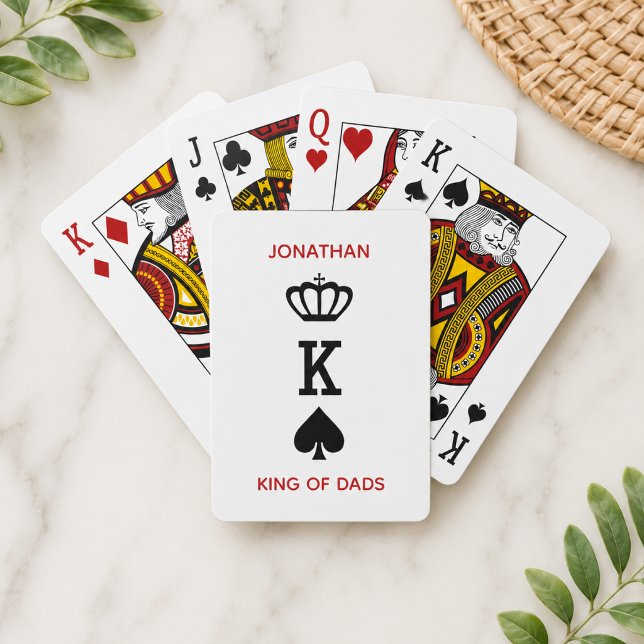 Modern King of Dads Personalized  Playing Cards (Add name to personalize.  All text is editable.  Change as required)