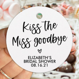 Modern Kiss the Miss Goodbye Bridal Shower   Favour Tags