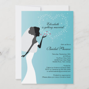 Modern Kissing Bride Bridal Shower Invitation