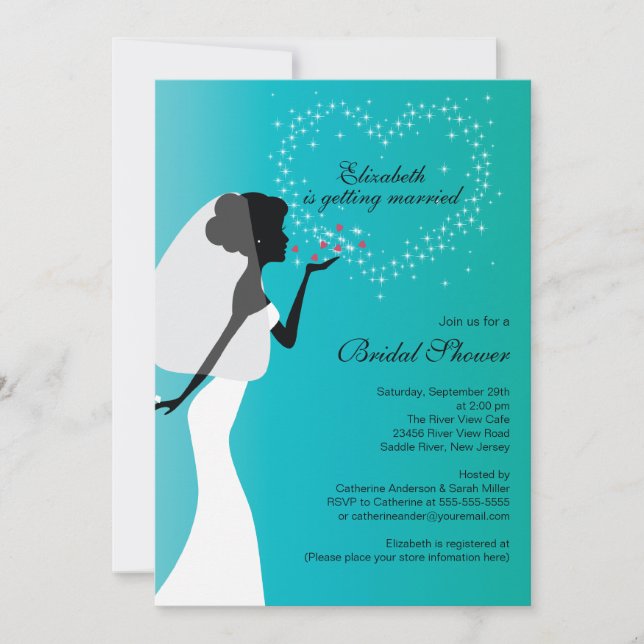 Modern Kissing Bride Bridal Shower Invitation (Front)