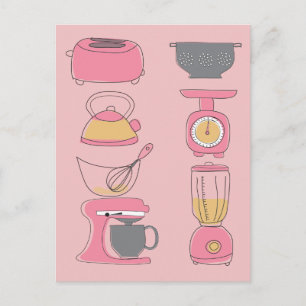 Modern Kitchen Appliances Illustration Marketing P Postcard