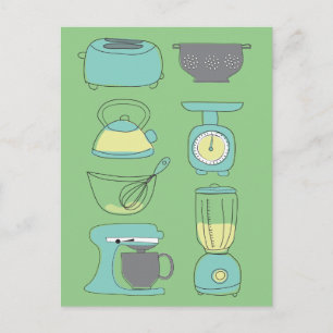 Modern Kitchen Appliances Illustration Marketing Postcard