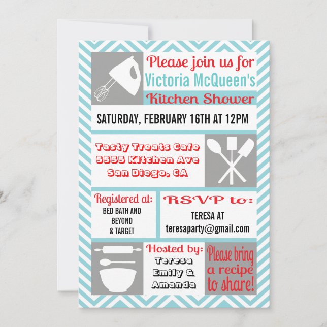 Modern Kitchen Bridal Shower Invitations (Front)