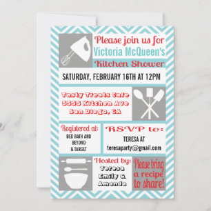 Modern Kitchen Bridal Shower Invitations