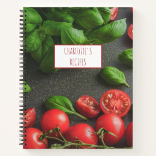 Modern Kitchen Cooking Veggie Tomato Basil Recipe Notebook