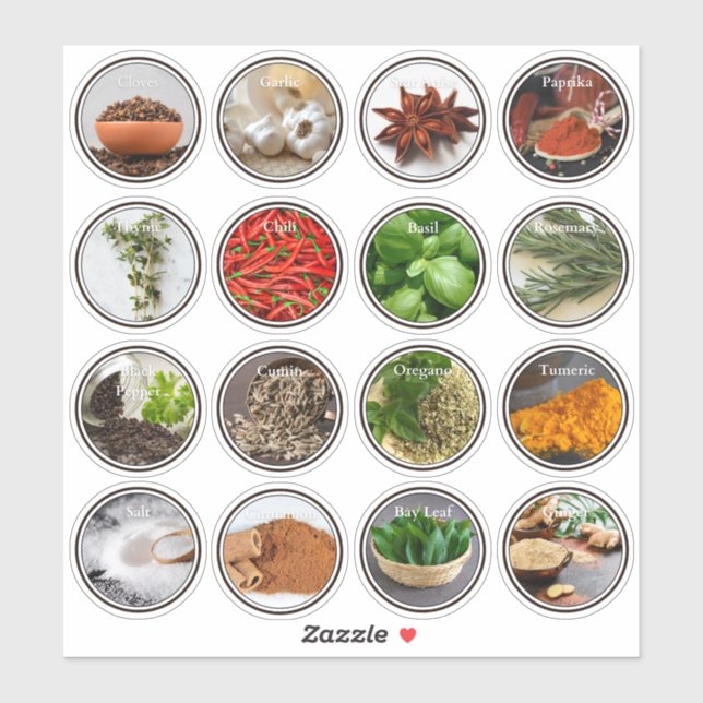 Modern Kitchen Culinary Herbs Spices Jar Labels  (Sheet)