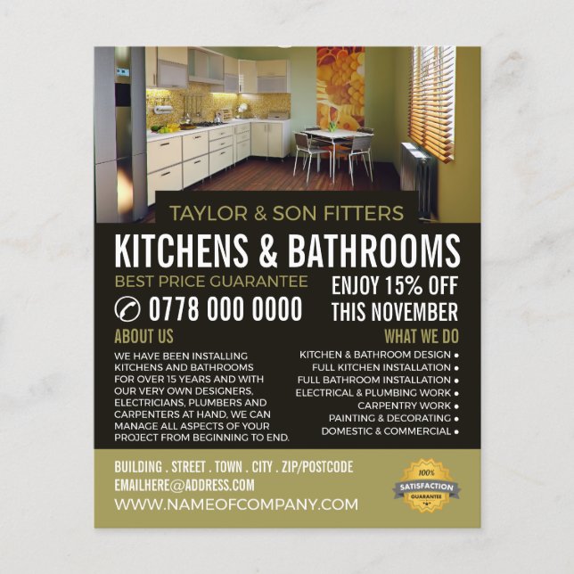 Modern Kitchen Design, Kitchen & Bathroom Fitter Flyer (Front)
