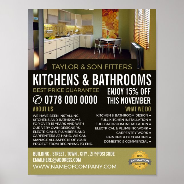 Modern Kitchen Design, Kitchen & Bathroom Fitter Poster (Front)