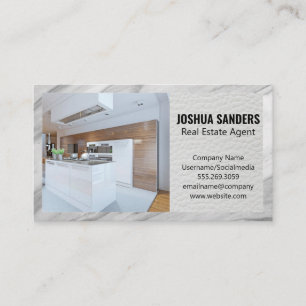 Modern Kitchen Leather Marble Border Business Card