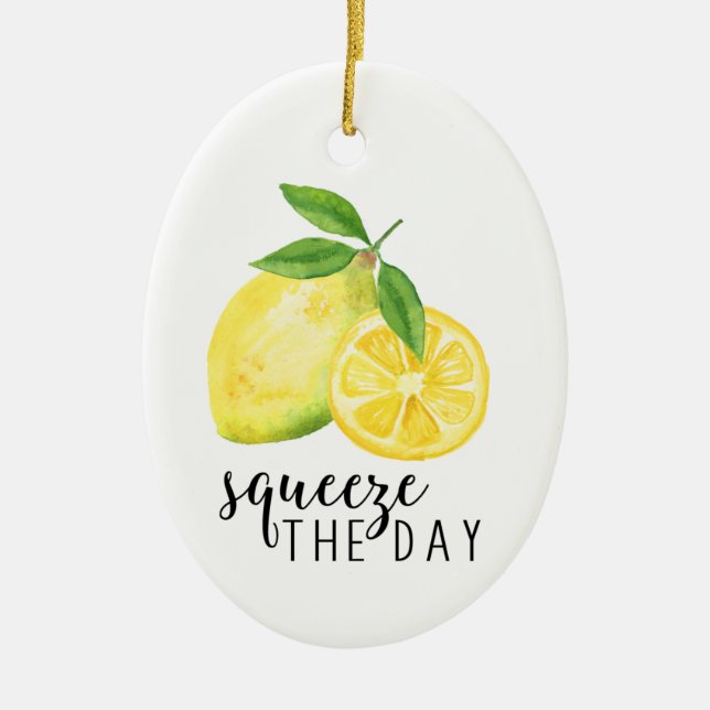 MODERN KITCHEN LEMON PUN CERAMIC TREE DECORATION (Front)