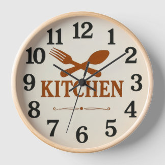 Modern Kitchen Wall Clock with Spoon and Fork Desi