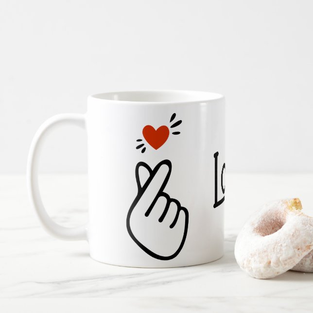 Modern Korean Love Symbol Coffee Mug (With Donut)