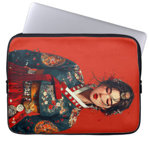 Modern Korean Woman in Hanbok Portrait  Laptop Sleeve