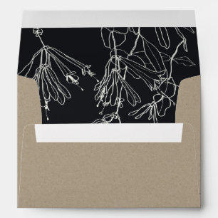MODERN KRAFT BLACK LINE DRAWING FLORAL ADDRESS ENVELOPE