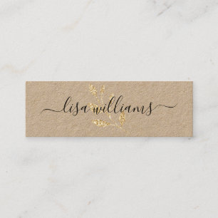 Modern kraft black white chic gold glitter elegant mini business card