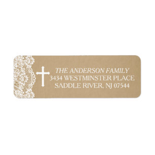 Modern Kraft Cross Lace Return Address