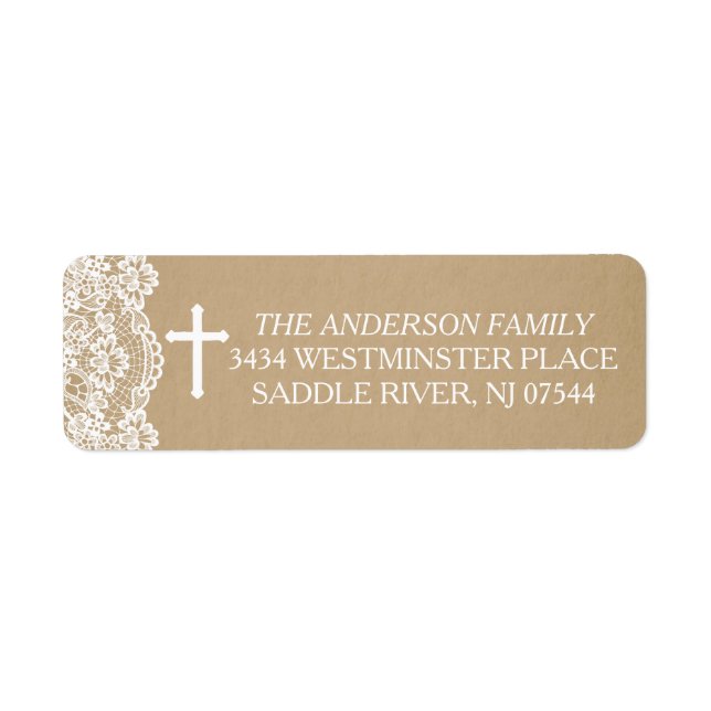 Modern Kraft Cross Lace Return Address (Front)