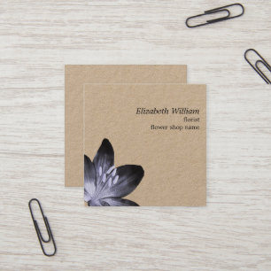Modern Kraft Dark Floral Pattern Florist Square Business Card