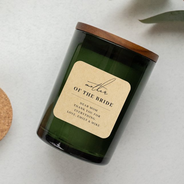 Modern Kraft Mother of the Bride Gift Square Sticker (Creator Uploaded)