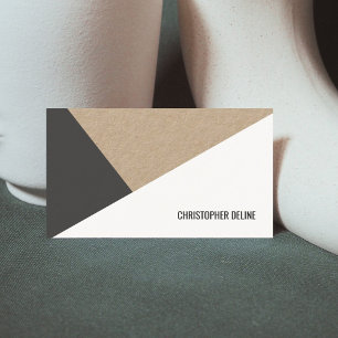 Modern Kraft Paper Grey White Geometric Business Card