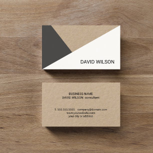 Modern Kraft Paper Grey White Geometric Consultant Business Card