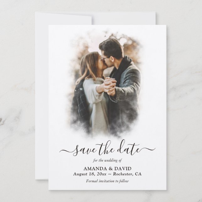 Modern Kraft Paper Wedding Photo Save The Date (Front)