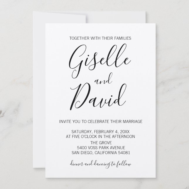 Modern Kraft Script Wedding Invitation (Front)