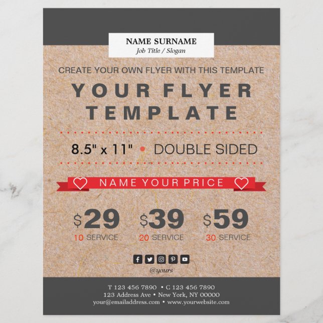 Modern Kraft Stripe Accent 8.5" x 11" Flyer (Front)