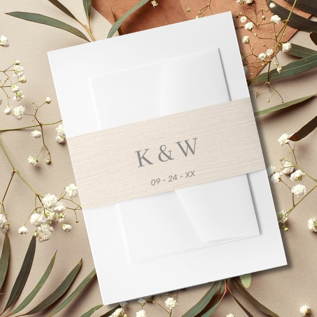 Modern Kraft Style Linen Monogram Invitation Belly Band (Modern Kraft Style Linen Wedding Invitation Belly Band)