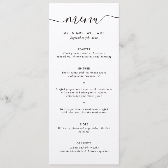 Modern Kraft Wedding Menu (Front)