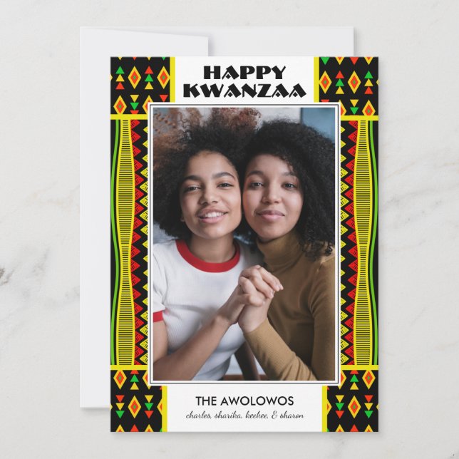 Modern Kwanzaa Photo Holiday Card (Front)