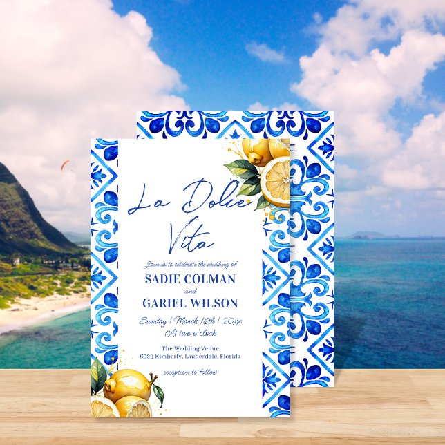 Modern La Dolce Vita Italian Lemon Wedding  Invitation (Creator Uploaded)