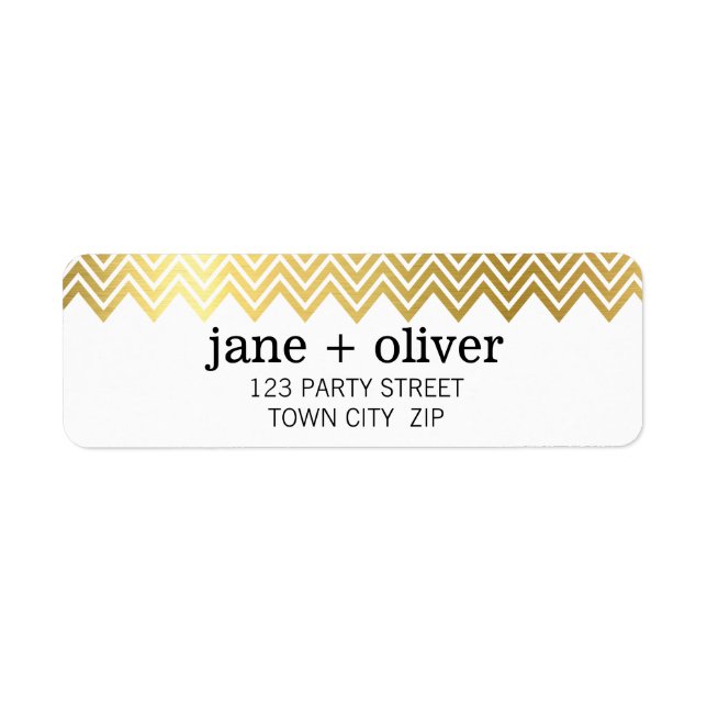 MODERN LABEL chevron pattern cute gold foil black (Front)