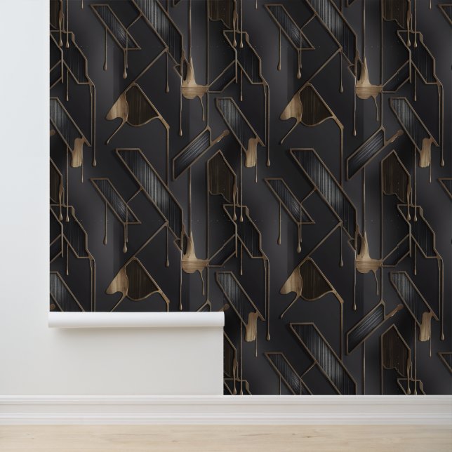 Modern Labyrinth No. 3 (Metallic) Luxury Wallpaper (Application)