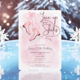 Modern lace up your skates ice skate birthday invitation