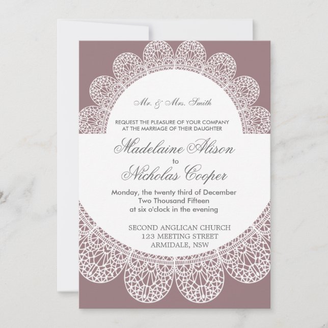 Modern lace wedding invite (Front)