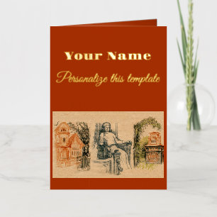 modern ladies and houses foil greeting card