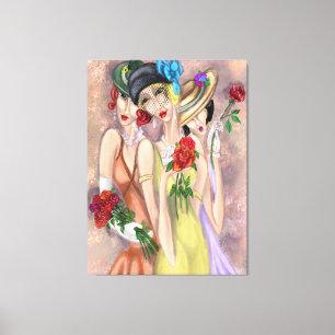 Modern Ladies with Roses Canvas Print