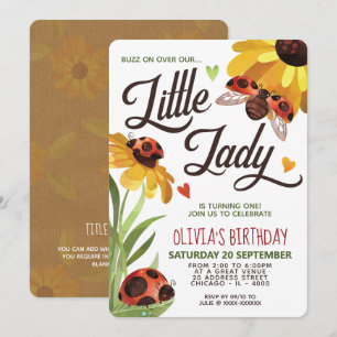 Modern Lady Bug Birthday Invitation