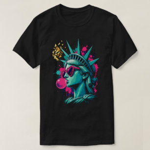 Modern Lady Liberty Pop Art - Heart Sunglasses T-Shirt