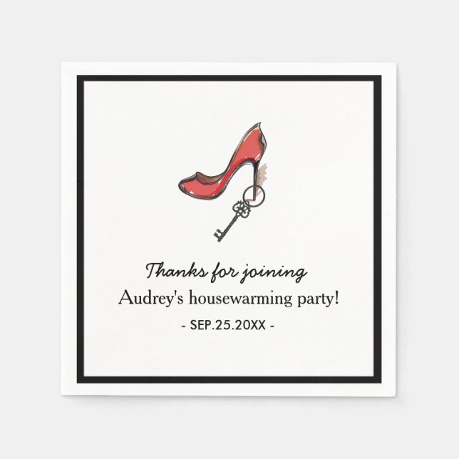 Modern Lady's Change of Address Key & High Heel Napkin (Front)