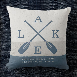 Modern Lake House Coordinates Custom Cushion
