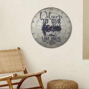 Modern Lake House Family Name Dartboard