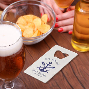 Modern Lake House Family Name Nautical   Navy Blue