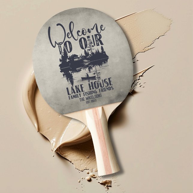 Modern Lake House Family Name Ping Pong Paddle (Creator Uploaded)