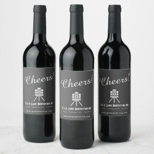 Modern Land Surveyor Business Wine Label