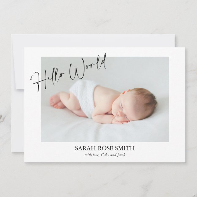 Modern Landscape Calligraphy Birth Announcement (Front)
