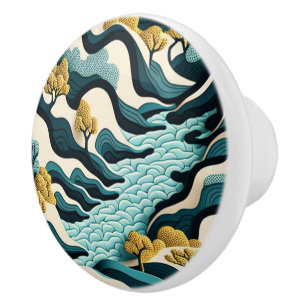 Modern Landscape Ceramic Knob